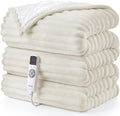 Hansleep Heated Blanket Electric Blanket Full Size, Heating Blanket with 9 Heating Levels and 10-Hour Timer Auto Shut Off, Washable Soft Warm Winter Blanket, 72 x 84 Inches, Beige
