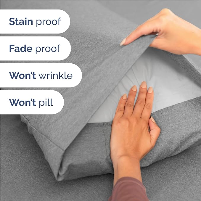 King 6 Piece Sheet Set - Cooling & Breathable - Hotel Luxury Bedding, Includes Fitted Sheet for Women, Men, Kids and Teens - 1 Flat, 1 Fitted Sheet, 4 Pillowcases with Deep Pockets - Heathered Grey