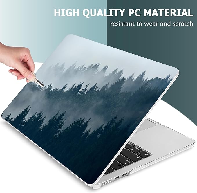 Mektron for 2025 M4 MacBook Air 13.6 Inch A3240 Case Fits 2023 A2681 M2 2024 A3113 M3 Chip with Liquid Retina Display, Printed Plastic Hard Shell Cover for MacBook Air 13.6", Misty Forest C132