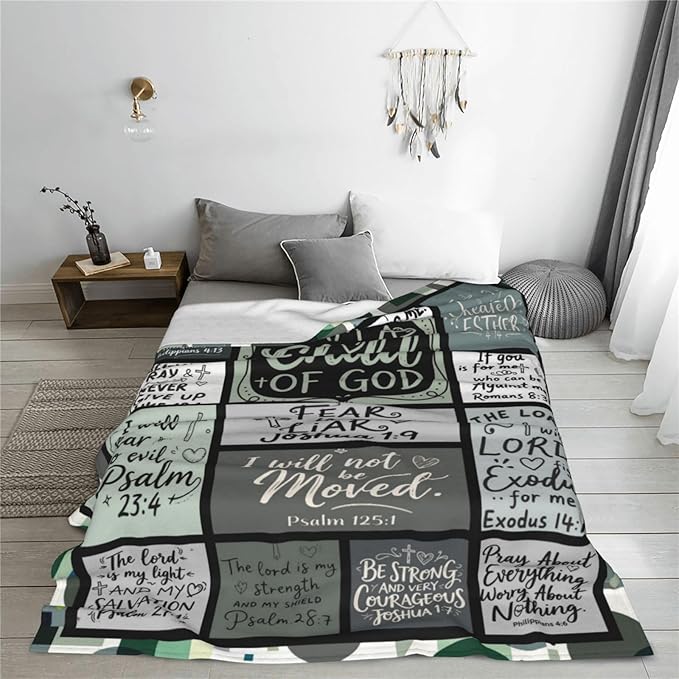 Christian Throw Blanket for Couch, Inspirational Gift for Women, Soft Plush Flannel Blanket, 60"x 80" Thoughts and Prayers Blankets for Bedroom Sofa Living Room Christmas Halloween Decoration