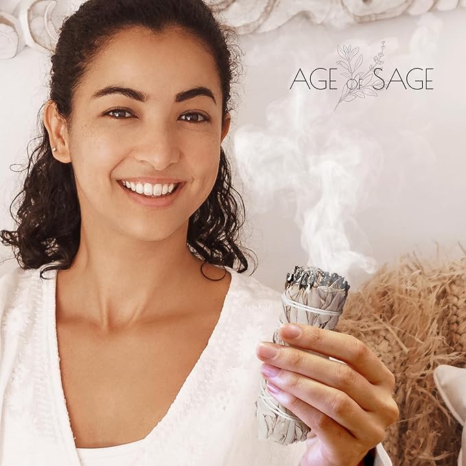 White Sage Smudge Sticks 4" Long - Burning Sage Bundle for Cleansing House, 3pk