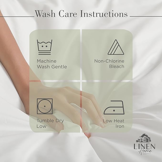 Linen Home 100% Cotton Percale Sheets Queen Size, Sage, Deep Pocket, 4 Pieces Set - 1 Flat, 1 Deep Pocket Fitted Sheet and 2 Pillowcases, Crisp Cool and Strong Bed Linen