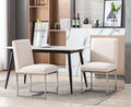 CIMOTA Modern Dining Chairs Set of 2, Upholstered Dining Room Chairs Armless Guest Side Chair with Chrome Base for Dining Room/Kitchen, Beige, 2PCS