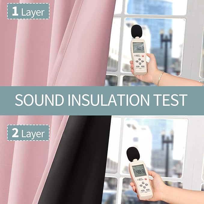 BGment Baby Pink 100% Blackout Curtains for Nursery Bedroom 72 Inch Length 2 Panels, Thermal Insulated Full Light Blocking Grommet Noise Cancelling Window Curtains for Girls Room, 42 Inch Wide Each