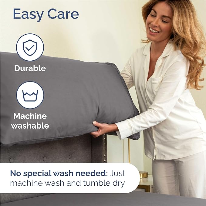 Split King 7 Piece Sheet Set - Cooling & Breathable - Hotel Luxury Bedding, Includes Fitted Sheets for Women, Men, Kids & Teens - 1 Flat, 2 Fitted Sheets, 4 Pillowcases with Deep Pockets - Dark Grey