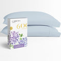 Carressa Linen 100% Egyptian Cotton Pillow Cases Queen Size Set of 2 - Luxury 600 Thread Count Light Blue Standard/Queen Size Pillowcases, Silky Soft, Cooling Sateen Weave Hotel Quality Pillow Cover