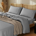 LBRO2M 100% Cotton Sheets Set Deep Pocket 24", 1000 Thread Count Full Size 4 Piece Bed Sheet Sets Soft Comfortable Bedding All Season (Full, Gray)