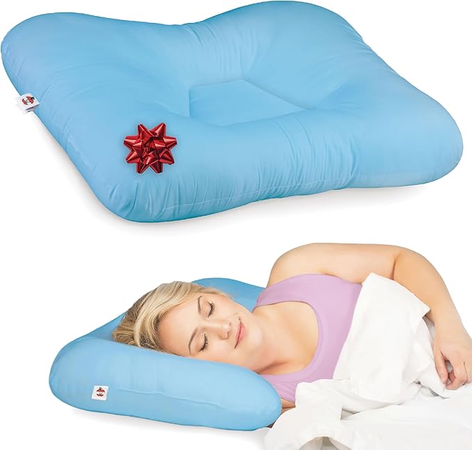 Core Products Tri-Core Cervical Support Pillow – Firm Orthopedic Neck Pillow for Pain Relief, Great Gift for Back and Side Sleepers – Ergonomic Contour Pillow – Assembled in USA, Midsize, Blue