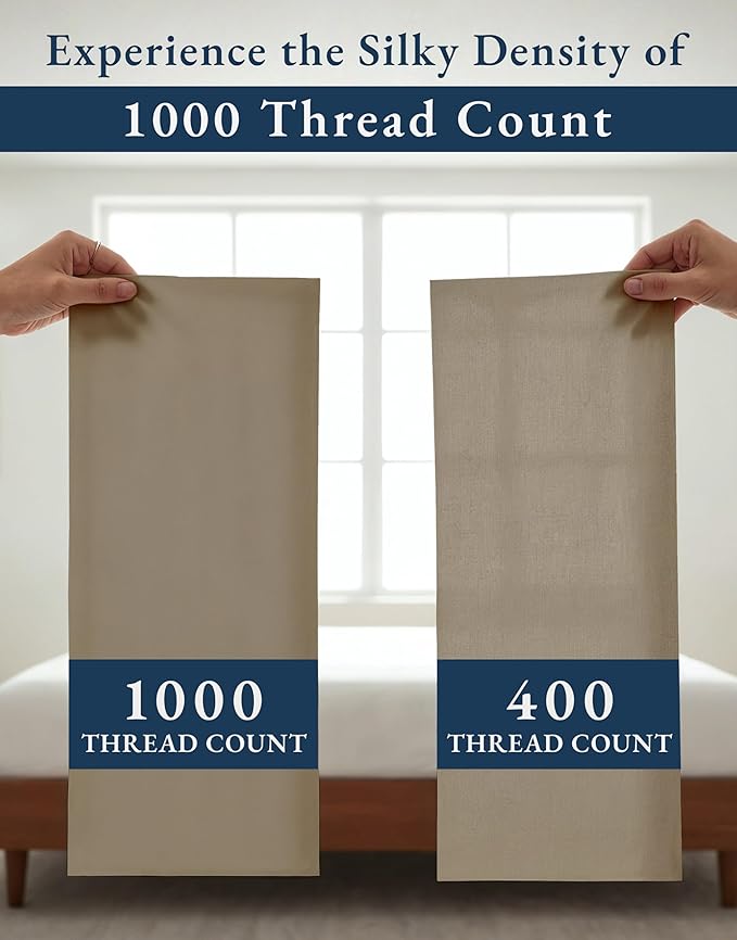 LANE LINEN 100% Egyptian Cotton Split King Sheets for Adjustable Beds - 1000 Thread Count, Soft & Comfy Sateen Weave for Silky Finish, Cool Breathable Eco Friendly Sustainably Produced Bedding- Taupe