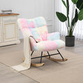 Rocking Chair Nursery Teddy Upholstered Glider Rocker Rocking Accent Chair Padded Seat with High Backrest Armchair Comfy Side Chair for Living Room Bedroom Offices (Colorful Teddy)