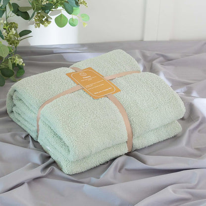 Soft Fuzzy Throw Blanket - Green Cozy Warm Knit Fluffy Plush, Lightweight & Breathable, Throw for Bed, Chair, Sofa, Couch, Outdoor, 50"X60", Oeko-TEX Certified