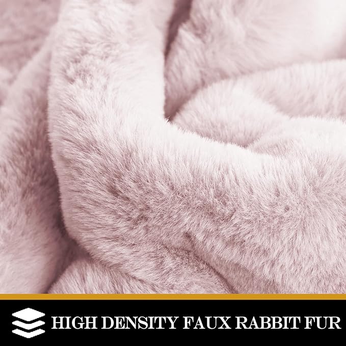 Latepis Light Pink Furry Rug 8x10 Soft Faux Rabbit Fur Rugs for Living Room Large Washable Non-Slip Shaggy Rug for Bedroom, Playing Room, Kids Room, Dorm