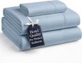 Casa Platino 3 Piece Set Includes Twin Flat Sheet, Fitted Sheet and 1 Pillowcase, Ultra Soft Hydro-Brushed Microfiber, Twin Size Sheets Set with Deep Pockets - French Blue