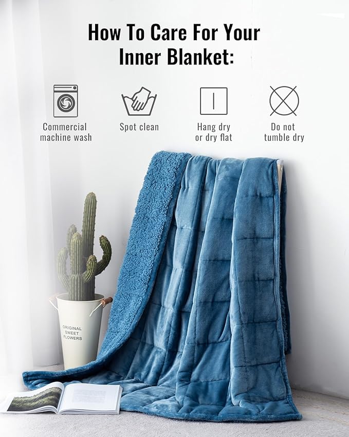 Uttermara Sherpa Fleece Weighted Blanket 20 lbs for Adult, Unicolor Ultra-Soft Fleece and Sherpa, Dual Sided Cozy Plush Blanket for Sofa Bed, 60 x 80 inches, Slate Blue
