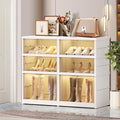3-Tier Foldable Shoe Rack Organizer for Closet 12Pairs Plastic Shoe Shelf Collapsible Shoes Storage Box Clear Shoe Boxes Stackable with Door Easy Assembly Shoe Cabinet with Lids Large