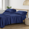 THREAD SPREAD 100% Cotton Split King Sheets - 400 Thread Count 5 PC Hotel Quality Sheet for Adjustable Bed - Ultra Soft, Fits Upto 18" Deep Pocket Split King Bed Sheet (Navy Blue)