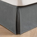 MIYE Pleated Waffle Weave Bed Skirt, Tailored Dust Ruffle 18 Inch Drop Easy Fit, Machine Washable (Dark Grey, TwinXL - 18" Drop)