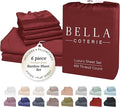 Bella Coterie 6 Piece Luxury Bamboo Viscose California King Size Sheet Set | 100% Organically Grown | Cooling for Hot Sleepers | 18" Deep Pocket | Soft & Hypoallergenic | 4 Pillowcases [Merlot]