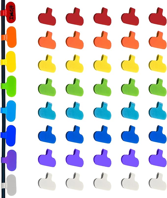 Mr-Label – Write on Cable Labels– Upgraded Clearer Writing Cord Tags- Cable Ties for Classify&Identification–Wire Cables for Cable Management|Organization | Electronics Computers-40Pcs(8 Colors)