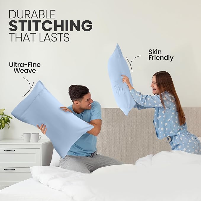 Pillow Covers by Utopia Bedding - Queen Size 2-Pack – Soft Brushed Microfiber – Perfect for Hospitals, Hotels, Guest Rooms – Oeko-TEX Certified, 20x30 Inches (Ice Blue)