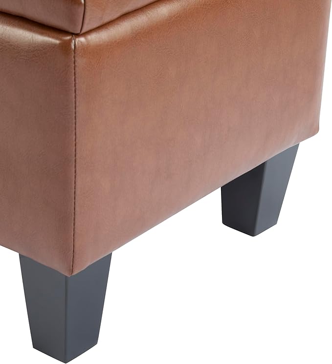 GDFStudio Boucle Storage Ottoman Bench with Button Tufting, 50.75” Upholstered Entryway Bench with Hidden Storage, Soft Close Lid, Rubberwood Legs, Extra Seating for Bedroom, Living Room – Brown