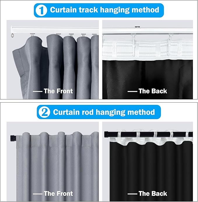 Room Divider Curtains Total Blackout Privacy Curtain Panel Room Thermal Insulated Noise Reduction Curtains for Bedroom Window Living Room Ceiling Track Curtain W 12.5 ft × H 9 ft Grey