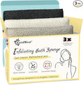 Evridwear Exfoliating Bath Sponge, Daily Skincare Body Scrubbers Loofah Shower Pads with Strap for Body Cleansing, Dead Skin Cell Remover, 3 Count Value Pack(Classical)