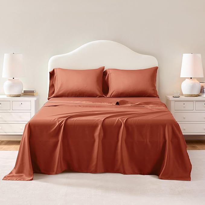 Queen Size,Rayon Derived from Bamboo,Cooling Bed Pillowcases Only,Silky Soft,Breathable Bedding Pillow Cases(Caramel,20x30 inches)
