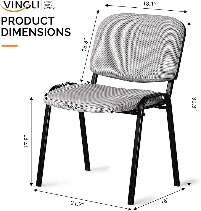 VINGLI Waiting Room Stacking Chairs, 10-Pack Mesh Church Conference Stackable Chair Set, for Office Guest & Reception Meeting Rooms, Lobby, Simple&Space-Saving, Mesh-Grey