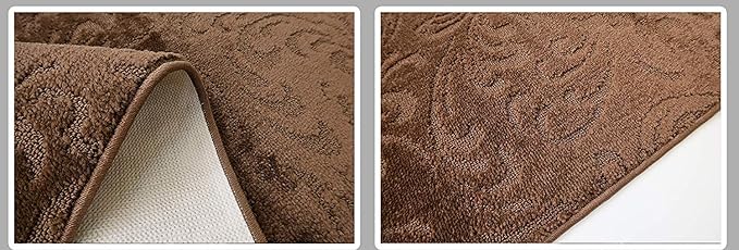 Custom Length Hallway Runner Rug,Slip Resistant,Floral Brown, 26 Inch X 33 feet, Sold and Priced Per Foot