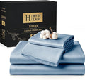 Hyde Lane Luxury 1000 Thread Count 100% Cotton Sheets | Very Soft & Thick - Fits Upto 20" Mattress | Sateen Weave Bed Sheets 18" Deep Pocket- 4 PC Sheet Set (Ashley Blue, California King)