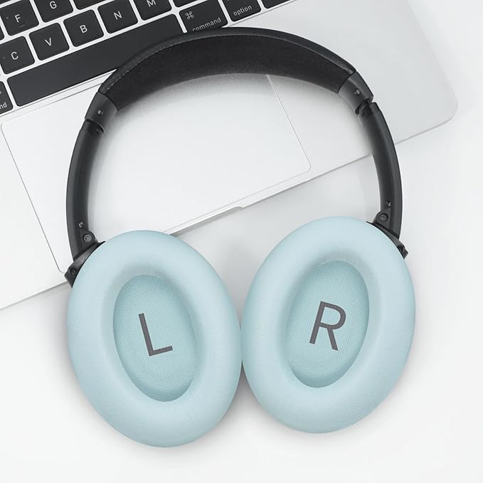 Headphones Replacement Ear Pads, Protein Leather earpad Cushions for Bose QuietComfort 45（QC45） Headphones, Softer Memory Foam - Crystal Blue