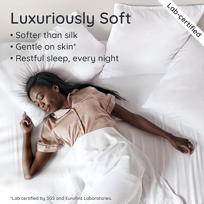 Bambaw Full White Fitted Sheet Only, 100% Viscose Derived from Bamboo Full Size, Cooling Fitted Sheet with Corner Straps, Soft (White)