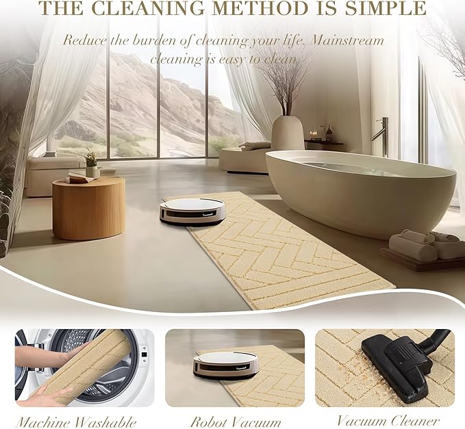 hicorfe Indoor Doormat,Front Back Door Mat Rubber Backing Non Slip Door Mats 20"x31.5" Absorbent Resist Dirt Entrance Doormat Inside Floor Mats for Entryway Washable Low-Profile(Cream Yellow)