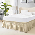 FreshCulture Twin Bed Skirt, Elastic Wrap Around Bed Skirt Twin Bed, Easy Fit with 15-Inch Tailored Drop, Hotel Quality Bed Skirts for Adjustable Bed (Beige)