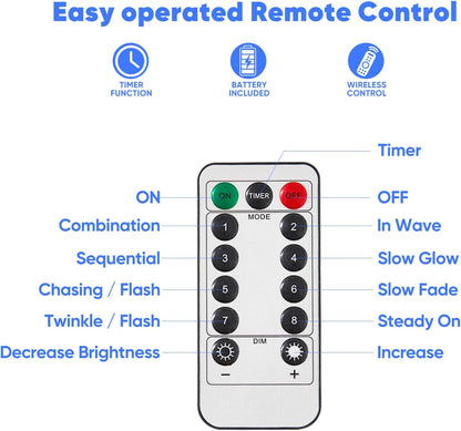 1 Pack 32.8 Ft. Battery Operated Outdoor String Lights with Remote & Timer, LED Blue Fairy Lights, Waterproof Twinkle Lights for Bedroom, Dorm, Mason Jar, Wedding, Party, Christmas