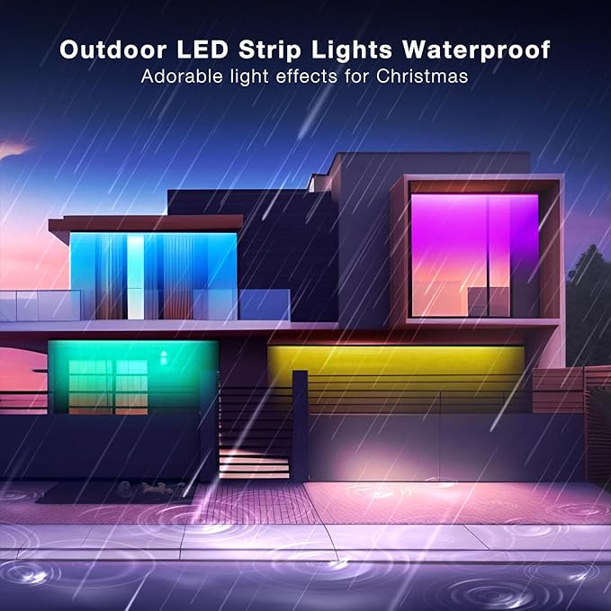 DAYBETTER IP65 Waterproof Led Strip Lights, Smart WiFi LED Lights Work with Alexa and Google Assistant, Color Changing Lights with APP Control, Suit for Bedroom, Bathroom, Home Decor, Outdoor, 32.8ft