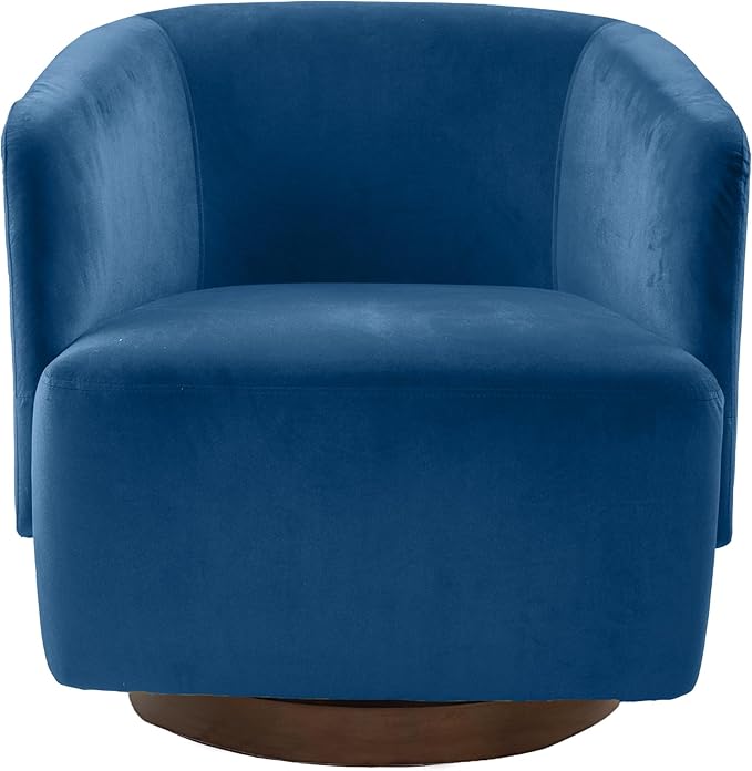 MINCETA Accent Chair,Modern Swivel Chairs for Living Room Reading and Bedroom with Wood Base,Velvet in Navy