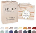 Bella Coterie Luxury Bamboo Viscose Split King Size Sheet Set | 2 Fitted Sheets for Sleep Number & Adjustable Beds | 100% Organically Grown | Cooling & Ultra Soft | 18” Deep Pocket [Champagne]