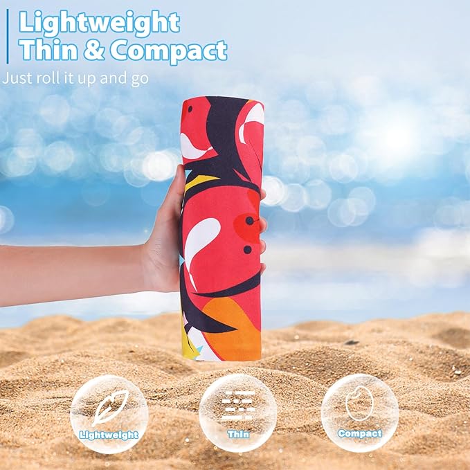 Microfiber Thin Beach Towel Lightweight 71x32 inch Oversized Extra Large Sand Free Towels Fast Dry for Travel Pool Camping Sports Beach Accessories Vacation Essential Gift