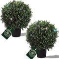 26" H x 18" W Artificial Boxwood Topiary Ball – Realistic UV-Resistant Artificial Shrub with Weighted Pot, Set of 2 – Indoor/Outdoor Year-Round Green Décor for Porch, Garden, Patio