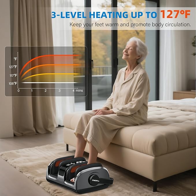 FSA Eligible HSA Items, Shiatsu Foot Massager for Neuropathy and Pain Relief, 3 Heat Therapy, 5 Intensity Deep Kneading, Rolling for Calf-Feet-Arm Relaxation, Plantar Fasciitis