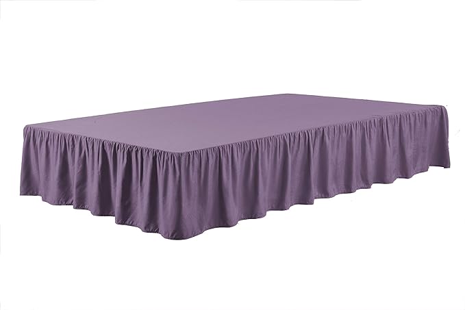 Sheets & Beyond Wrap Around Solid Microfiber Luxury Hotel Quality Fabric Bedroom Gathered Ruffled Bedding Bed Skirt 14 Inch Drop (King, Lavender)