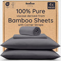 Bambaw California King Cooling Sheets Set 4pcs – 100% Viscose Derived from Bamboo Sheets Extra Deep Pockets, Soft & Breathable Bedding Set, Fits Up to 16'' with Elastic Corner Straps (Charcoal)