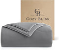 Cozy Bliss Cooling Comforter Twin Size Dual-Sided, Ultra-Soft Cooling Blankets for Hot Sleepers and Night Sweats, Breathable Lightweight Silky Smooth, Dark Grey