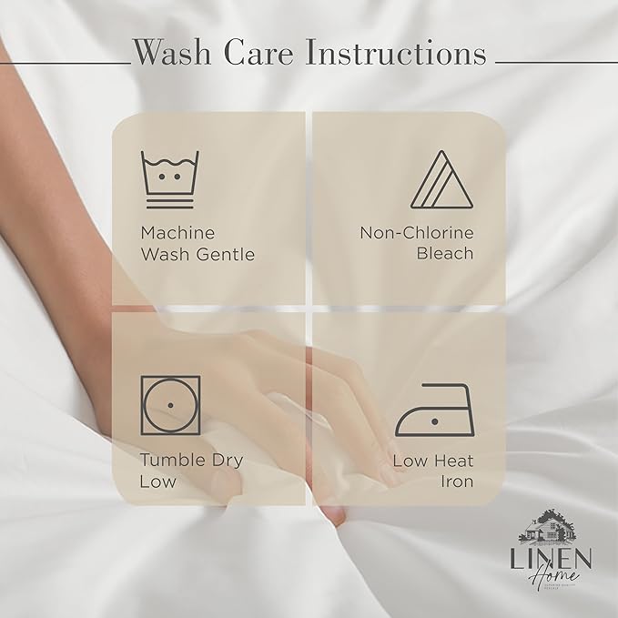Linen Home 100% Cotton Percale Sheets Full Size, Light Taupe, Deep Pocket, 4 Pieces Set - 1 Flat, 1 Deep Pocket Fitted Sheet and 2 Pillowcases, Crisp Cool and Strong Bed Linen