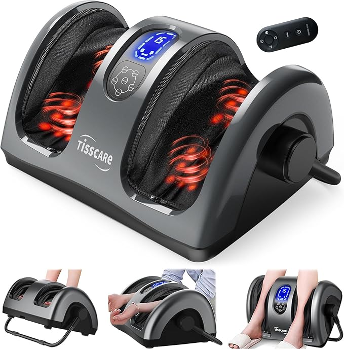 TISSCARE Foot Massager with Heat, Shiatsu Foot Massager for Plantar Fasciitis, Neuropathy, Circulation and Pain Relief, Remote Control, Deep Kneading, Gifts for Women Men Mom Dad