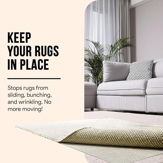 Non Slip Area Rug Gripper 4x6 Feet, Rug Gripper for Hardwood Floors, Laminate, Vinyl, Stone & Tile, Anti Slip Area Rug Pad for Under Rugs