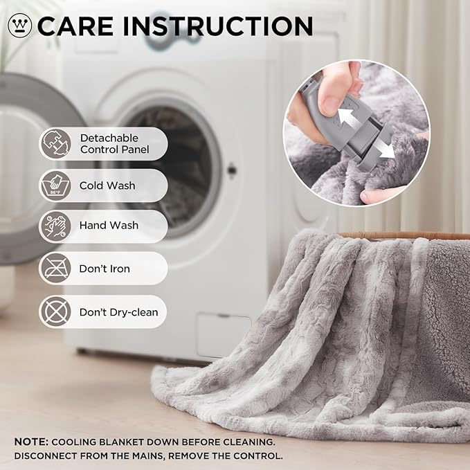 Westinghouse Electric Blanket Full, Faux Fur Heated Blanket with 10 Heating Levels & 1-12 Hours Auto Off, Soft Cozy Sherpa Heated Blanket Washable Blanket (80" x 84" Full Size, Light Grey)