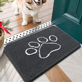 OLANLY Dog Door Mat for Muddy Paws 24x16, Paw Print Design, Absorbs Moisture and Dirt, Absorbent Non-Slip Washable Doormat, Quick Dry Chenille Mud Mat for Dogs, Entry Indoor Entryway Carpet, Dark Grey